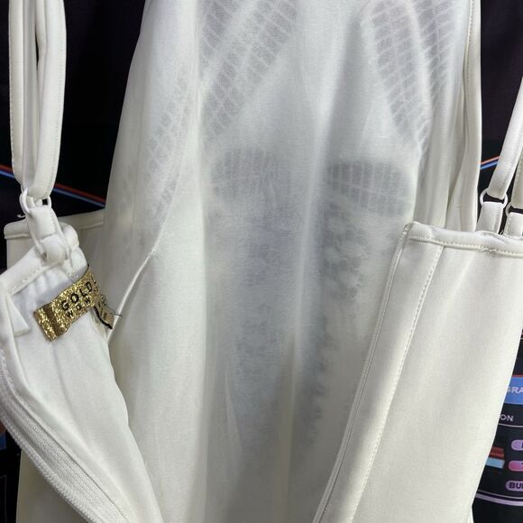 GOLD LABEL Wow Couture White Lace Wedding Lined Summer Halter Dress Women's M - Picture 6 of 12